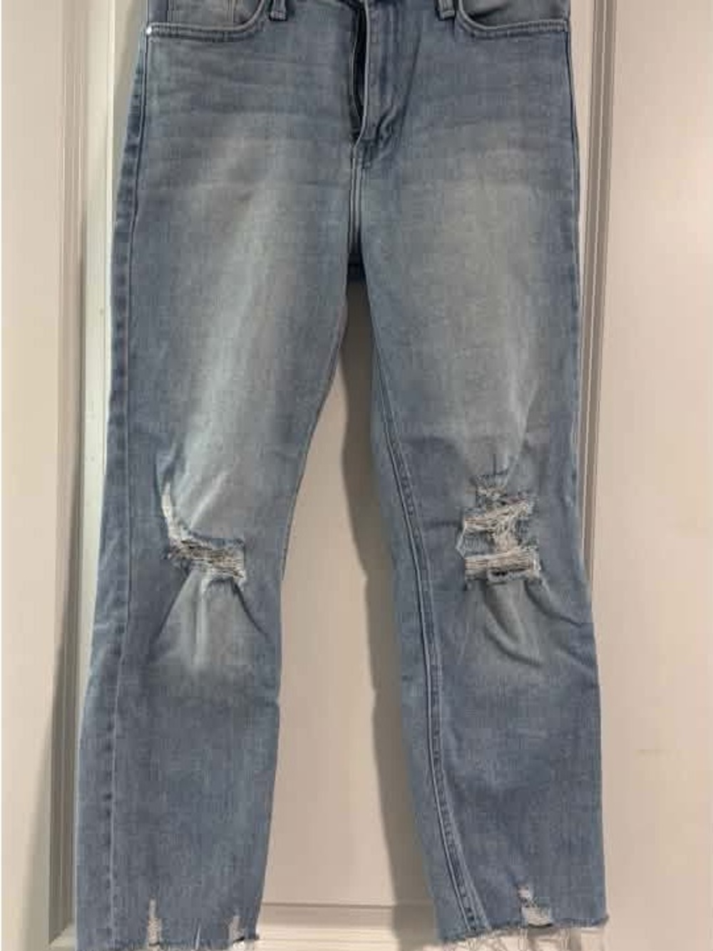 Just Black Light Blue Straight Leg Distressed Jeans